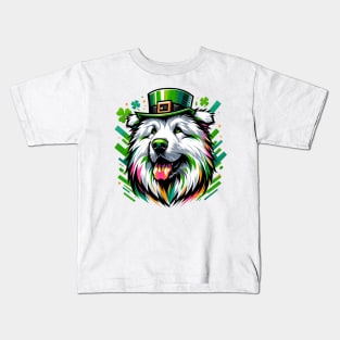 Pyrenean Shepherd Dog Celebrates Saint Patrick's Day Kids T-Shirt